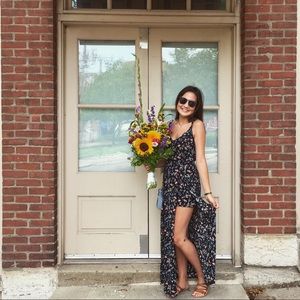 American Eagle Floral Romper Maxi Dress